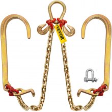 Vevor 5/16"×2' G80 V-chain Bridle With 2 Legs & 15" Large J Hooks & T Hooks