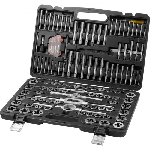

VEVOR Tap and Die Set, 116-Piece Include Metric and SAE Size, Bearing Steel Taps and Dies, Essential Threading Tool for Cutting External Internal Threads, with Complete Accessories and Storage Case
