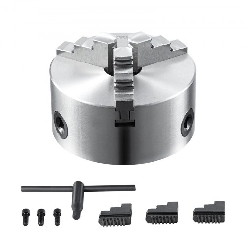 

VEVOR 3-Jaw Lathe Chuck, 100 mm, Self-Centering Lathe Chuck, 2 -100 mm Clamping Range with T-key Fixing Screws Reversible Jaws, for Lathe 3D Printer Machining Center Milling Drilling Machine