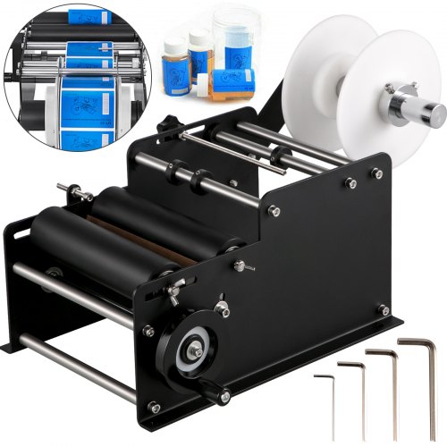 VEVOR MT-30 Round Bottle Labeling Machine, Manual Label Applicator, 20-40 pcs/min, Bottle Label Applicator Machine 26-165 mm Label Width, Beer Bottle ...