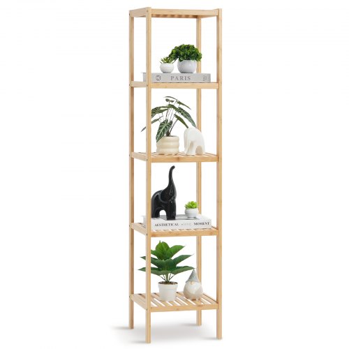 

VEVOR Corner Standing Bookshelf 5-Tier Bamboo Ladder Narrow Shelf Plant Stand