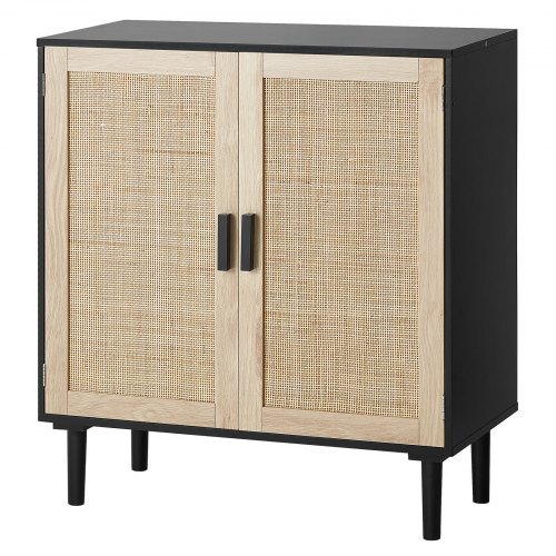 

VEVOR Rattan Cabinet, Rattan Storage Cabinet 31.5inch with 2 Magnetic Doors and Adjustable Shelves, Sideboard Buffet Cabinet for Hallway, Entryway, Living Room, or Kitchen, Black