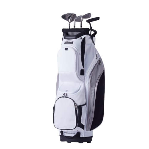 

VEVOR Golf Cart Bag with 14 Way Organizer Divider Top, 36” 13 Pockets Premium Nylon Cart Bag, Durable Golf Bags with Handles & Dust Cover & Detachable Straps for Men & Women, White Color-Block