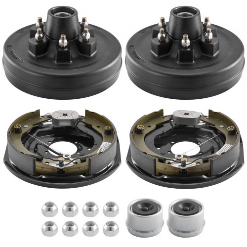VEVOR Electric Trailer Brake Assembly, 12 x 2 Inch, 1 Pair Self-Adjusting Electric Brakes Kit for 6000 lbs Trailer Axle, Backing Plates for Braking System Part Replacement, Fit for Trailers, RVs