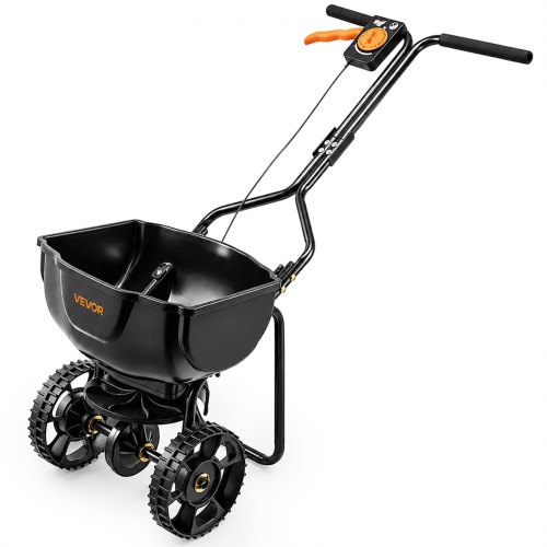 VEVOR Streuwagen 6,8 kg Fassungsvermögen, Düngerstreuer 3 m Streubreite, Schleuderstreuer mit 25,4 cm Reifen, einstellbarer Streumenge, Staatsgutstreuer für Dünger & Saatgut im Hausgarten