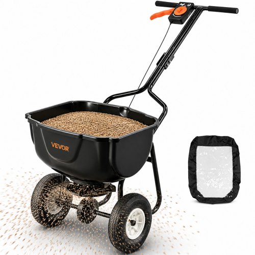 VEVOR Walk Behind Spreader, 60LBS Capacity, Push Spreader with Hopper Grate, 0-9.8 ft Spreading Widt