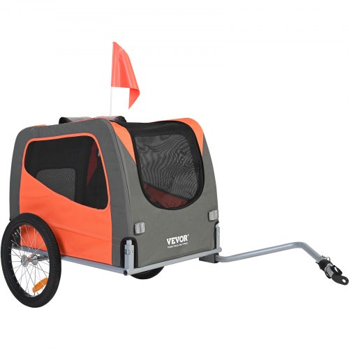 

VEVOR Dog Bike Trailer, Supports up to 66 lbs, Pet Cart Bicycle Carrier, Easy Folding Frame with Quick Release Wheels, Universal Bicycle Coupler, Reflectors, Flag, Collapsible to Store, Orange/Gray