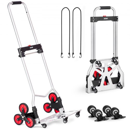 

VEVOR Stair Climbing Cart Heavy Duty Folding Hand Truck Dolly 260 lbs 10 Wheels