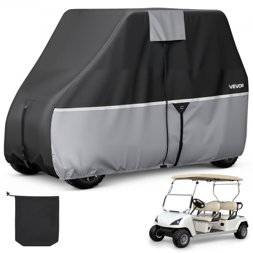 

VEVOR Golf Cart Cover, Full Coverage 2+2/4 Passenger Golf Cart, 420D Waterproof Oxford Fabric Club Car Cover Fits Most Carts Club Car, Yamaha, EZGO, Honda, Silver-Coated Layer & Three Zipper Doors