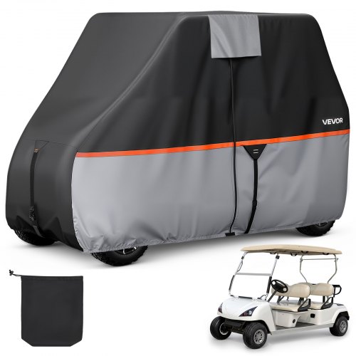 

VEVOR Golf Cart Cover, Full Coverage 2+2/4 Passenger Golf Cart, 420D Waterproof Oxford Fabric Club Car Cover Fits Most Carts Club Car, Yamaha, EZGO, Honda, Silver-Coated Layer & Three Zipper Doors