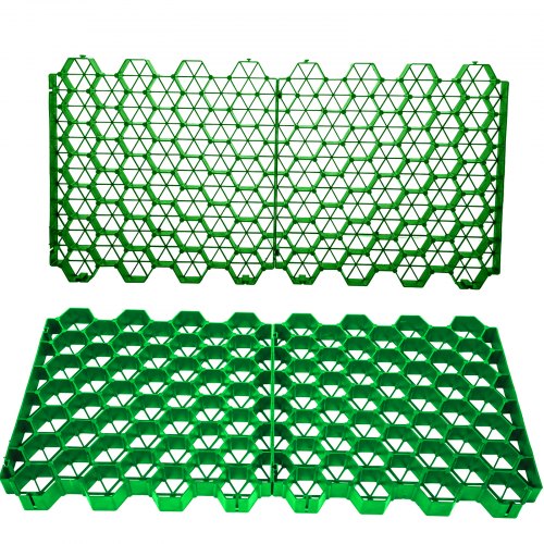 VEVOR Permeable Pavers 1.9" Depth Gravel Driveway Grid Flat-Interlocked Grass Pavers HDPE Green Plastic Shed Base for Landscaping and Soil Reinforcement in Parking Lots/Fire Lanes (Pack of 4-11 Sf)