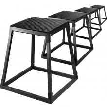 Sets of 4 Fitness Black Plyometric Platform Boxes- 30cm,45cm,60cm,76cm