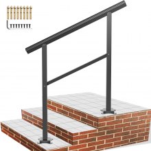Vevor Handrail Outdoor Stairs Outdoor Handrail Aluminum Fits 2-3 Steps W/ Screws