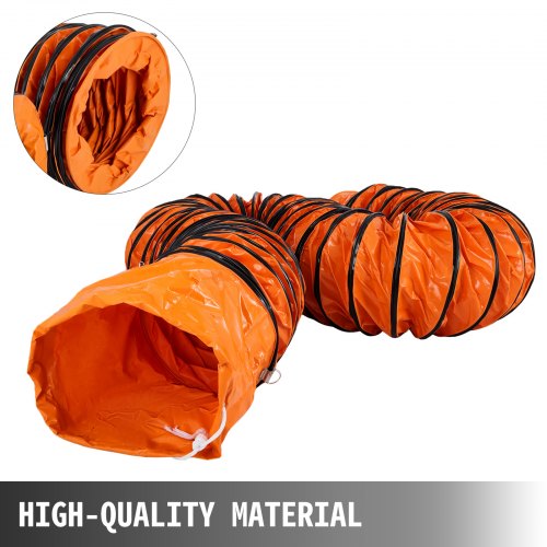 PVC Flexible Duct Hosing 16ft L Φ12 inch Duct Hose for Exhaust Orange 16'L 