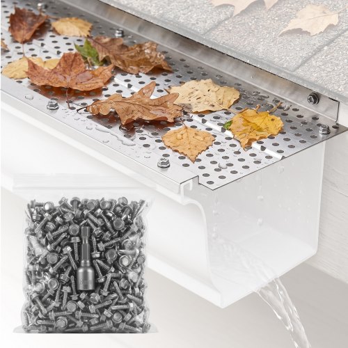 

VEVOR Gutter Guard, 5 inch Width, Aluminum Leaf Filter DIY Gutter Cover, 52 PCS 208 ft Total Length, 0.157'' Hole Diameter & 0.02'' Thick Raptor Gutter Guards Fits Any Roof or Gutter Type