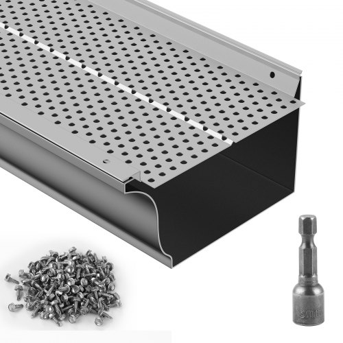 

VEVOR Gutter Guard, 152mm Width, Aluminum Leaf Filter DIY Gutter Cover, 26 PCS 264cm Total Length, 4mm Hole Diameter & 0.5mm Thick Raptor Gutter Guards Fits Any Roof or Gutter Type