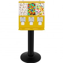 Triple Pod Candy Gumball Vending Machine  yellow