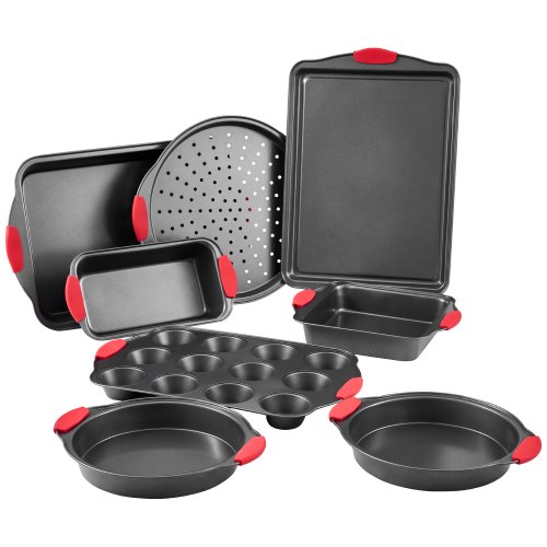 

Baking Pan Set 8-Piece Nonstick Carbon Steel Bakeware Set with Silicone Handle