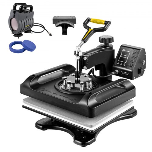 

VEVOR Pro Heat Press Machine, 12 x 15 Inches, Fast Heating, 5 in 1 Combo 360 Swing Away Digital Sublimation T-Shirt Vinyl Transfer Printer with Anti-Scald Surface, Hat, Mug, Plate, ETL Listed, Black