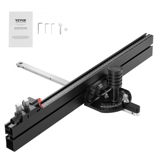 VEVOR Precision Miter Gauge, Standard Slot 3/4'' x 3/8'', Aluminum Alloy Table Saw Miter Gauge with 24 in Grating 15 Angle Stops Adjustable Spring Loaded Plunger and Removable Disc, for Woodworking TJXQGDKS6060DGXZUV0