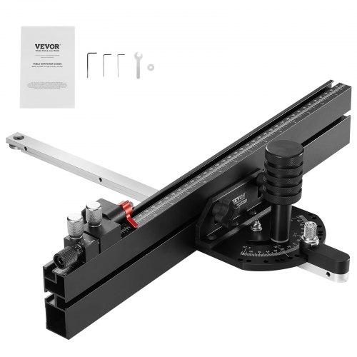 VEVOR Precision Miter Gauge, Standard Slot 3/4'' x 3/8'', Aluminum Alloy Table Saw Miter Gauge with 18 in Grating 15 Angle Stops Adjustable Spring Loa