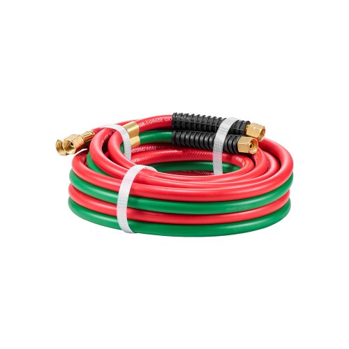 VEVOR Oxygen Acetylene Hose, 1/4-Inch x 15FT Oxy Acetylene Hose with 9/16"-18 B Fitting, 300PSI T Grade Welding Cutting Torch Twin Hose, Compatible wi