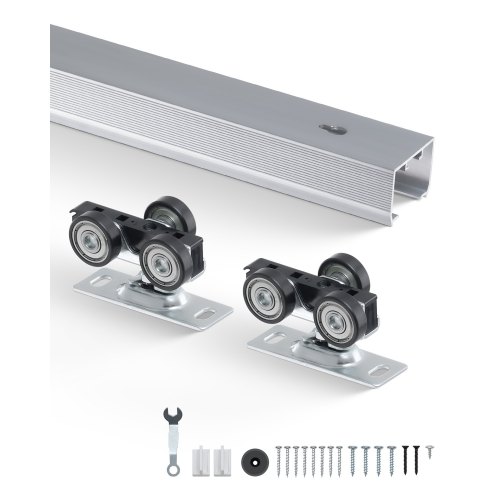 

Pocket Door Track Kit 5 ft Heavy Duty Pocket Door Hardware Track Set 3 Wheels