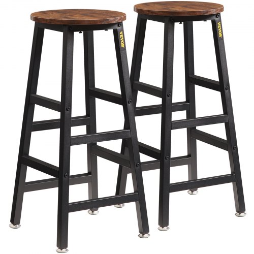 

VEVOR Rustic Bar Stools 2 Set Counter Height Round Bar Chair with Footrest 27.6