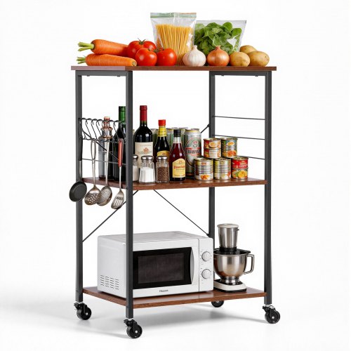VEVOR Kitchen Utility Cart 3 Tier 237 in Microwave Stand Coffee Cart Heavy Duty Storage Rack Service Trolley on Wheels Industrial Rolling Work Ta VEVOR Kitchen Utility Cart 3 Tier 237 in Microwave Stand Coffee Cart Heavy Duty Storage Rack Service Trolley on Wheels Industrial Rolling Work Ta
