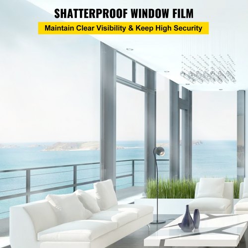 VEVOR 8 mil 24 in × 24 ft Shatterproof Window Film Security Window Film Clear 