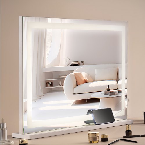 

VEVOR Lighted Makeup Mirror 3 Color Vanity w/ USB Desktop Wall-mount 31.5x21.7in