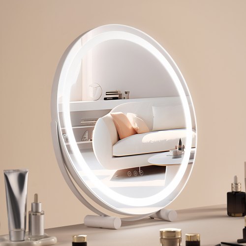 

VEVOR 20” Vanity Mirror With Lights LED Makeup Round w/ Smart Touch for Bedroom