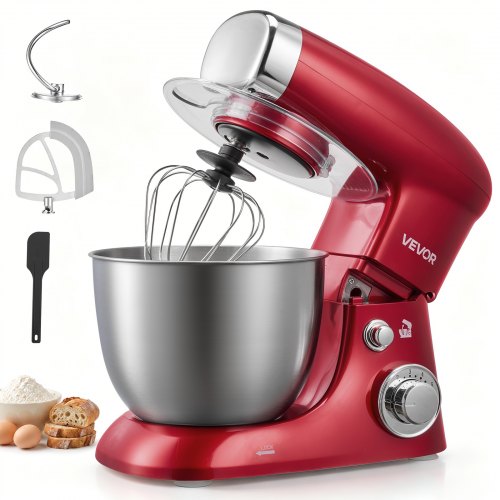 

VEVOR 4.2 Qt Tilt Head Stand Mixer 400W Electric Dough Mixer, 6 Speeds Food Kitchen Mixer with Stainless Steel Bowl, Splash Guard, Dough Hook, Whisk, Beater, for Baking Mixing Whipping