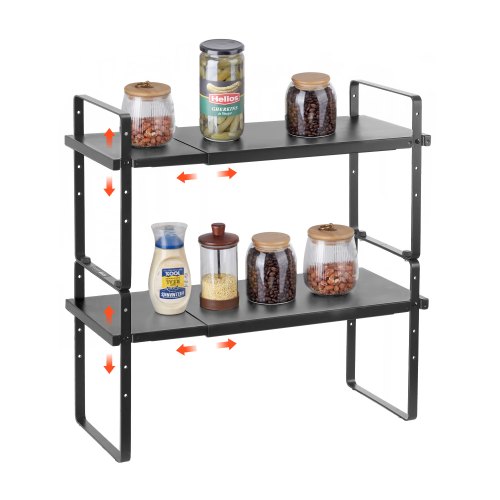 

2 Tier Cabinet Organizer Shelf Counter Shelves Steel Kitchen Storage Spice Rack