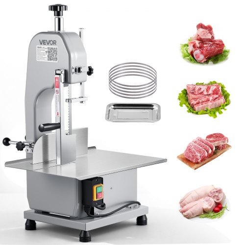 

VEVOR Commercial Electric Meat Bandsaw, 650W Stainless Steel Countertop Meat Sawing Machine, Workbench 12.4" x 18.1", 4.33 Inch Max Cutting Thickness, Frozen Fish Cutter for Rib Pork Beef