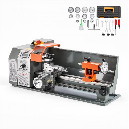 Vevor Mini Metal Lathe 7" x 16" 750W Benchtop Lathe Machine Variable Speed, for Precision Metalworking Turning, 2500 RPM Max Speed, with Metal Gear, LED Display, Supports 10 Metric 10 Imperial Threads