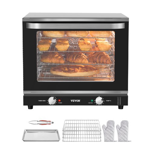 

VEVOR Commercial Countertop Oven, 66L 4-Tier Toaster Ovens with Tempered Glass Door, Wire Racks & Tray, 2800W Stainless Steel Baking Ovens for Restaurant Bakery (AC208~240V,60Hz, 6-20P Plug & Output)