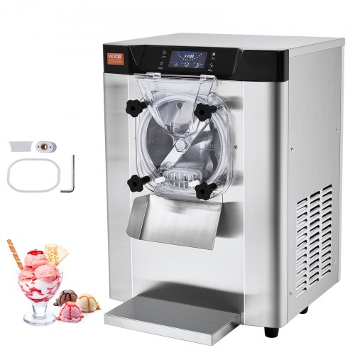 

VEVOR Commercial Ice Cream Machine, 12 L/H Yield, 1713W Single Flavor Countertop Hard Serve Ice Cream Maker, 4.5L Stainless Steel Cylinder, LED Panel Auto Clean Pre-cooling, for Restaurant Snack Bars