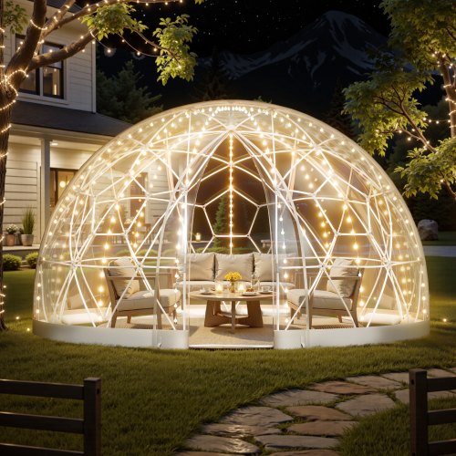 9.5x5.7 ft Garden Bubble Tent for 2-4 Person Outdoor Clear Geodesic Dome Window TMXKZP95YCPV9WP9W001V0