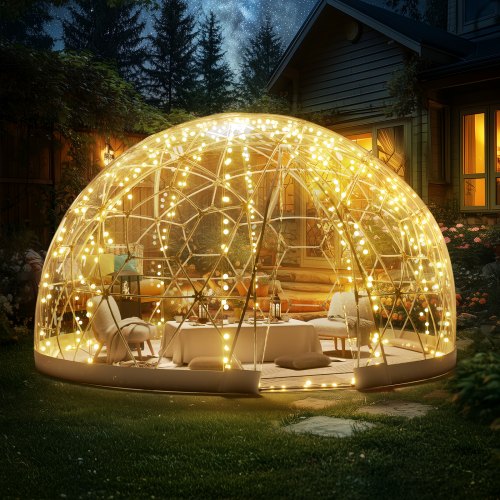 

VEVOR Garden Dome Tent House, 12 FT Dome Tent, Upgraded Igloo Tent with PVC Transparent Cover and Window, Waterproof Outdoor Geodesic Dome Camping Shelter for Patio, Dining Backyard, Party
