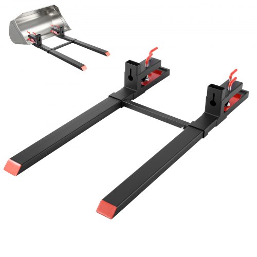 

VEVOR Pallet Forks, 4000 lbs Clamp on Pallet Forks, 60-Inch Total Length Heavy-Duty Tractor Fork with Adjustable Stabilizer Bar for Tractor Attachments, Loader Bucket, and Skid Steer, Black