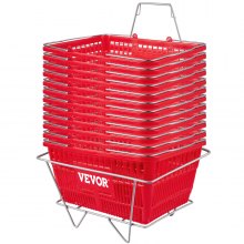 VEVOR Shopping Basket Store Baskets 42.8 x 30 cm with Iron Handle 12Pcs Red