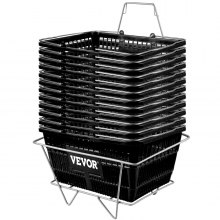 VEVOR Shopping Basket Store Baskets 16.9" x 11.8" with Iron Handle 12Pcs Black