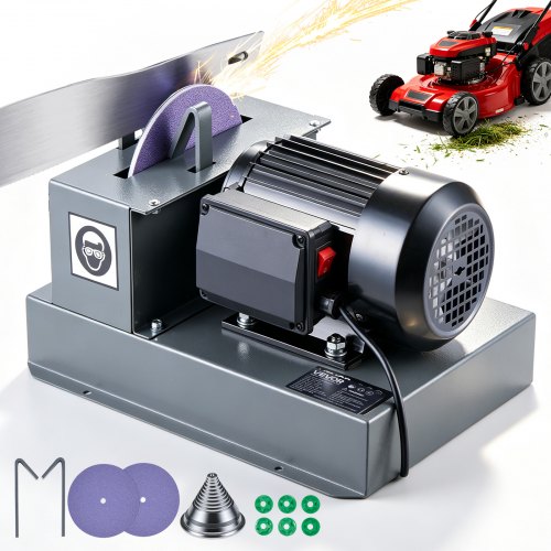 VEVOR Lawn Mower Blade Sharpener, 2/3HP Lawnmower Blade Grinder with 7" Ceramic Grinding Wheel and Balancer, 30° or 40° Blade Sharpening Machine for High Lift, Low Lift, Gator & Flat Blades