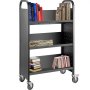 Book Cart Library Cart 200lb Capacity With V-shaped Shelves In Black