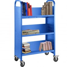 Book Cart Library Cart 200lb Capacity With V-shaped Shelves In Blue