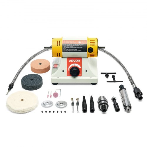 

VEVOR 1/2HP Bench Buffer Polisher 0 to 8000RPM with 3-inch & 4-inch Wheels