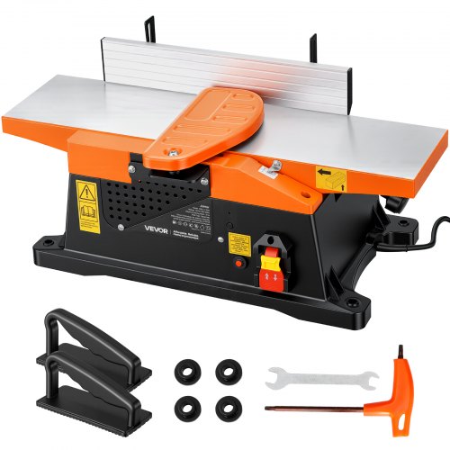 

VEVOR Benchtop Jointer, 6 in, 2 HP 12000 RPM Bench Top Wood Jointer, with Straight Cutterhead, 2 HSS Blades, 6 x 23 in Cast Aluminum Table, Up to 1/8 in Depth, Adjustable Fence, for Woodworking DIY
