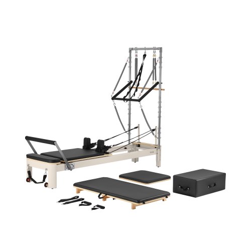 VEVOR Pilates Reformer, Pilates Machine for Home Gym Studio Use, Strength Training Workout Equipment with Dual Resistance, Reformer Box, and Jump Board, for Advanced Users and Beginners, Up to 400 LBS