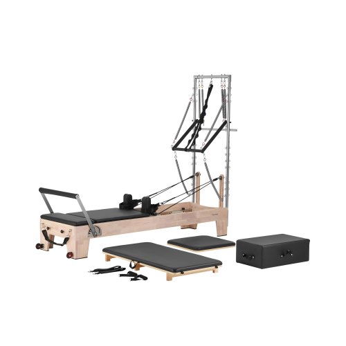 VEVOR Pilates Reformer, Wooden Pilates Machine for Home Gym Studio, Strength Training Workout Equipment with Dual Resistance, Reformer Box, Jump Board, for Advanced Users and Beginners, Up to 400 LBS